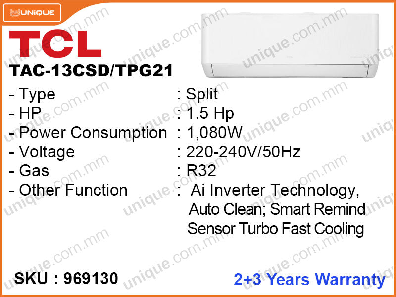 TCL TAC-13CSD/TPG21 Split, 1.5HP Inverter Air Conditioner