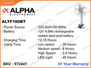 ALPHA ALTF-160BT 16'',40W AC/DC Rechargeable Table  Fan