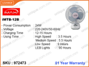 iMAX iM-12B 12", 24W AC/DC Rechargeable Table Fan (Battery Without Warranty)