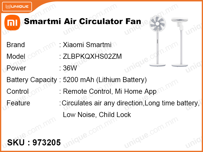 Xiaomi Smartmi ZLBPKQXHS02ZM White Air Circulator Fan