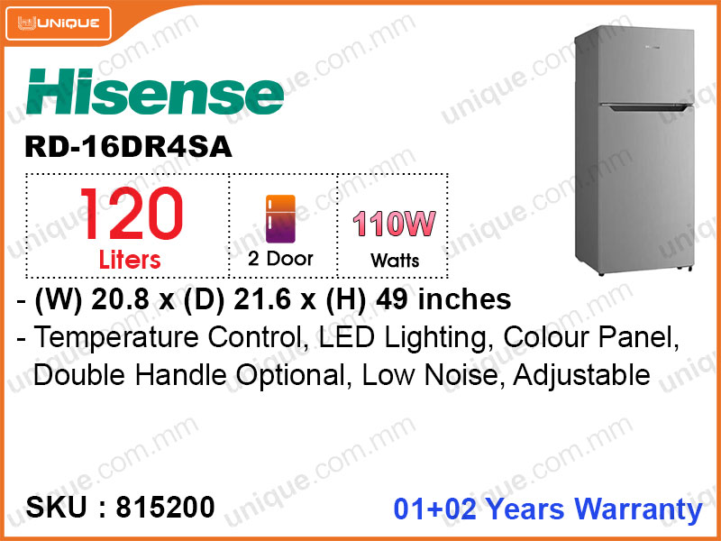 Hisense RD-16DR4SB 2Door, 120L Refrigerator – unique.com.mm