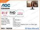 AOC 21.5" 22B40HM 120Hz Monitor