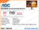AOC 27" C27G4Z Curved Gaming Monitor