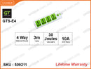 Green Tech GTS-E146/E4 4 Ways,3M,EU Plug Economy Extention Socket