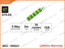 Green Tech GTS-E156/E5 5 Ways,3M,EU Plug Economy Extention Socket
