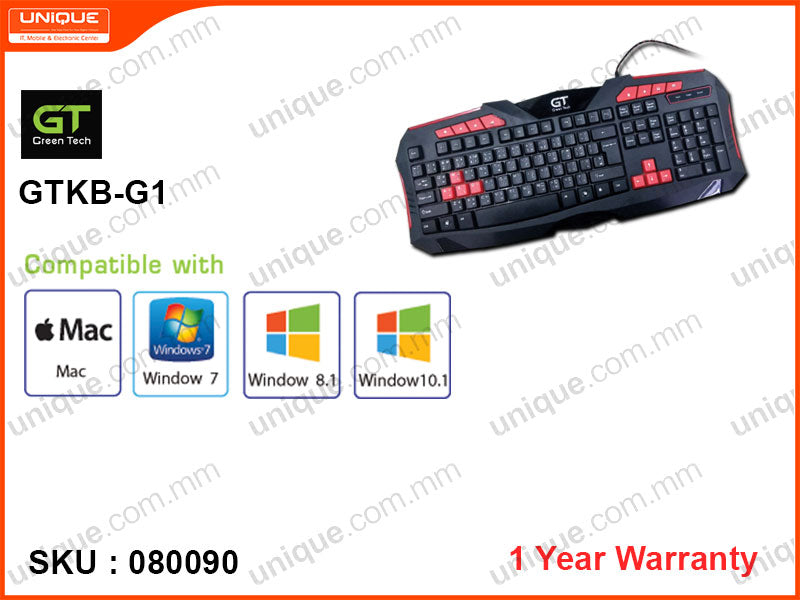 Green Tech GTKB-G1 USB Multimedia Gaming Keyboard