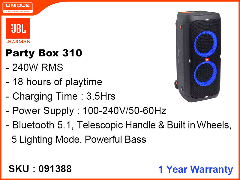 JBL Party Box 310, Bluetooth Speaker
