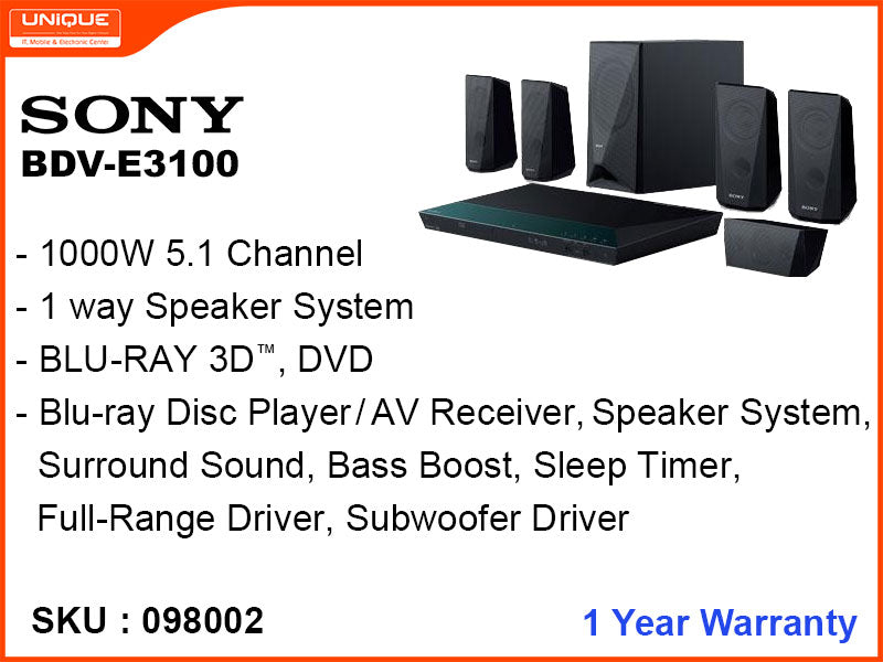 SONY BDV-E3100 1000W 5.1,3D Blu-ray Home Theater