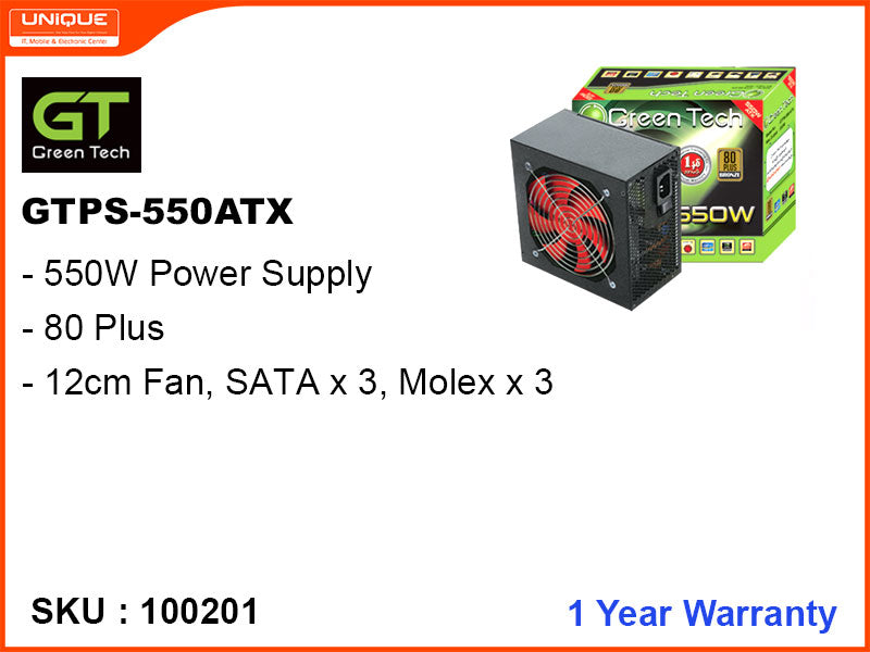Green Tech GTPS-550 ATX 550W Power Supply (Bronze)