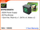 Green TechGTPS-650 ATX 650W Power Supply (Bronze)