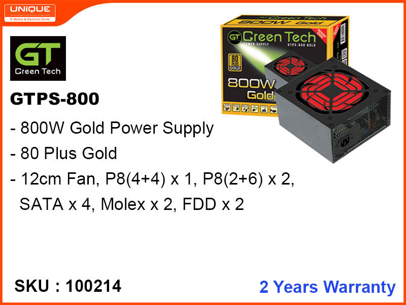 Green Tech GTPS-800W Power Supply (Gold)