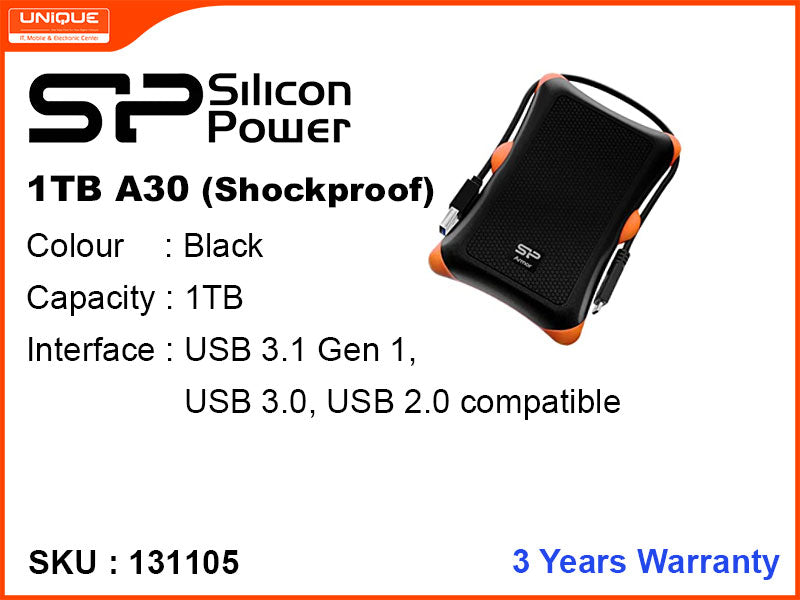 Silicon Power 1TB A30 Black & Orange USB 3.0,3.1,3.2