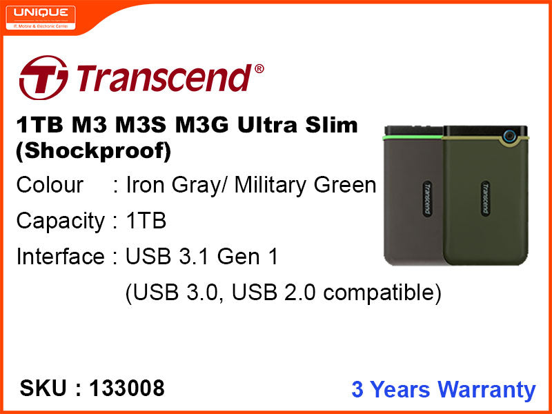 Transcend 1Tb H3,M3S Ultra Slim USB 3.0