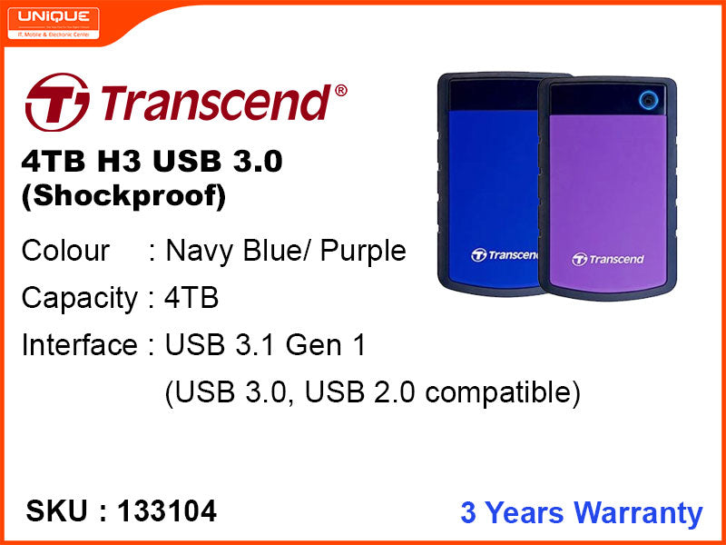 Transcend 4TB H3 Purple USB 3.0