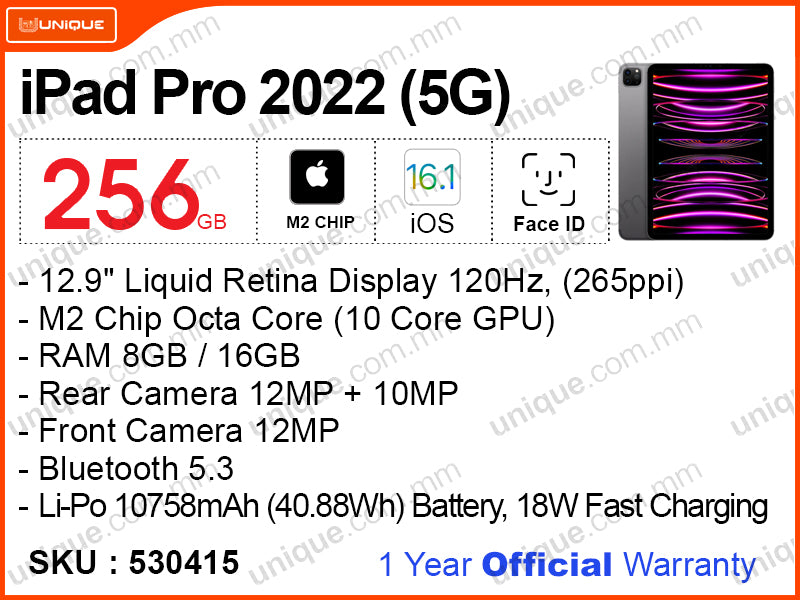 iPad Pro 12.9" (2022) 256GB 5G