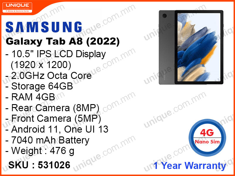 SAMSUNG Galaxy Tab A8 10.5" (2022) 4GB, 64GB