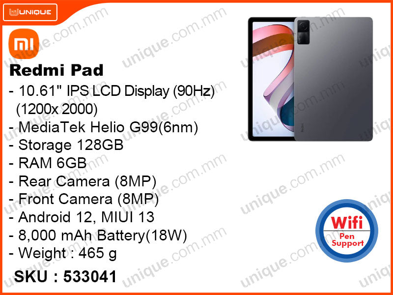 Redmi Pad 6GB, 128GB Wifi (Without Warranty)