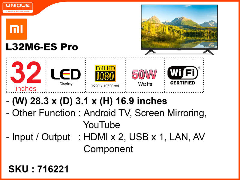 Mi 32'' FHD  Android TV L32M6-ES Pro