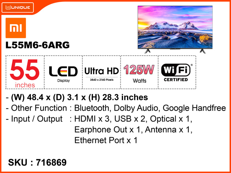 Mi P1 55" L55M6-6ARG 4K Android TV (Global)