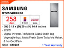 SAMSUNG Refrigerator RT25FARBDS8, 2Door, Digital Inverter, 258.5L