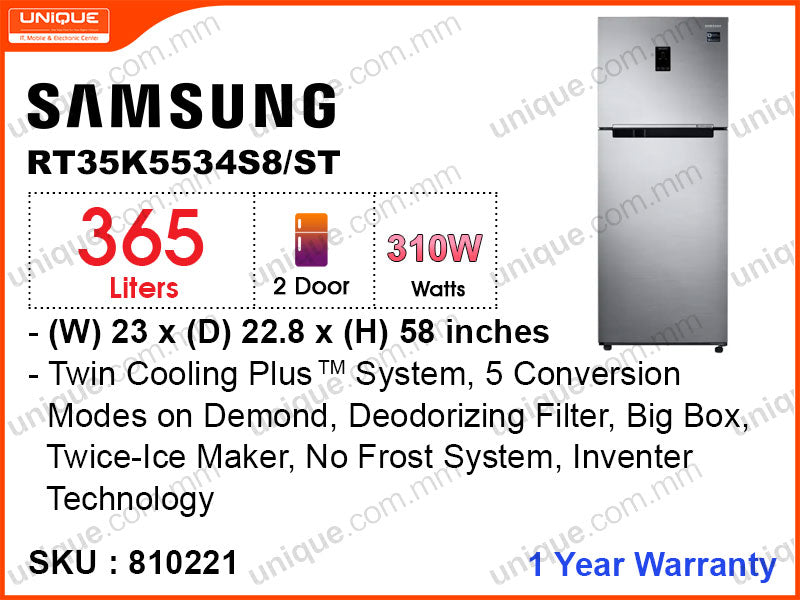 SAMSUNG RT35K5534S8/ST 2Door, Digital Inverter, Twin Cooling,365L Refrigerator