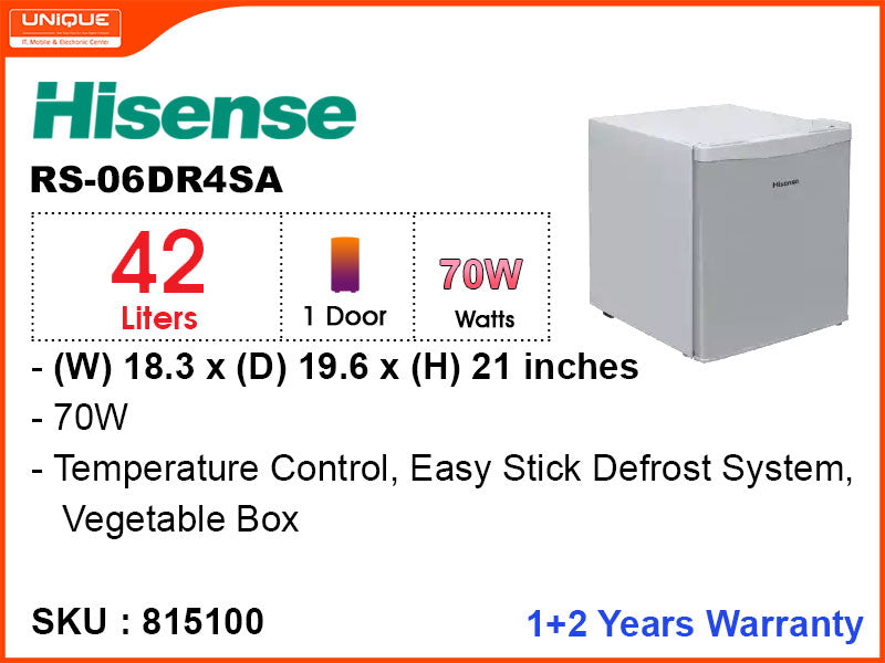 Hisense  Refrigerator RS-06DR4SA 1Door,42L