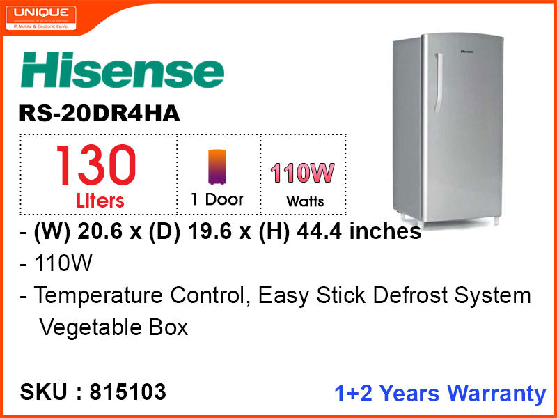 Hisense Refrigerator RS-20DR4HA 1 Door,150L