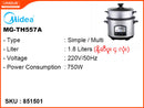 Midea Simple,Non Stick Coating Rice Cooker,MG-TH557A 1.8L