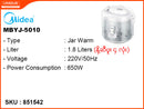 Midea Jar Warm,Non Stick Coating Rice Cooker,MBYJ-5010 1.8L