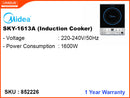 Midea Induction Cooker,  SKY-1613, 1600W