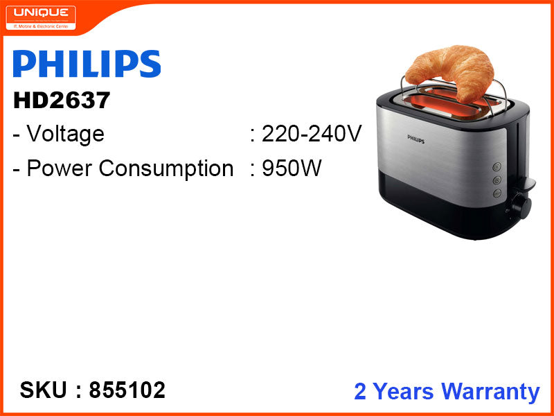 PHILIPS HD2637,2 Wide Slot,950W Pop Up Toaster