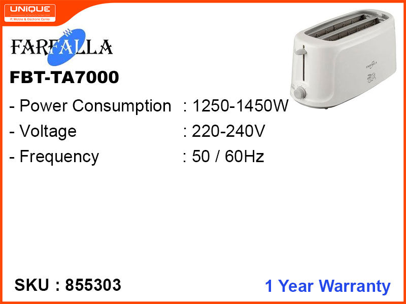 FARFALLA FBT-TA7000 2 Wide Slot,1450W Bread Toaster