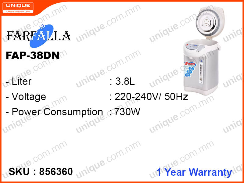 FARFALLA Electric Air Pot, 3.8L, 730W, FAP-38DN