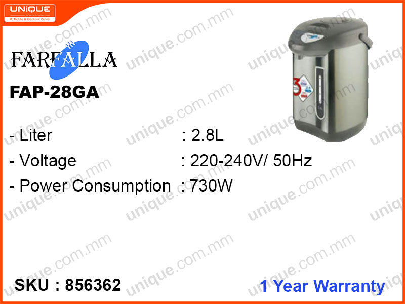 FARFALLA FAP-28GA,2.8L,730W Electric Air Pot