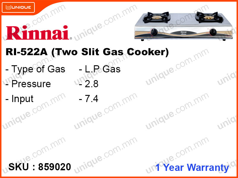 Rinnai RI522A Two Slit Gas Cooker