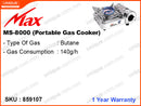 Max MS-8000 Portable Gas Cooker