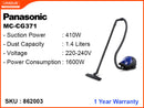 Panasonic MC-CG371 BAGGED COMPACT,1600W Vacuum Cleaner