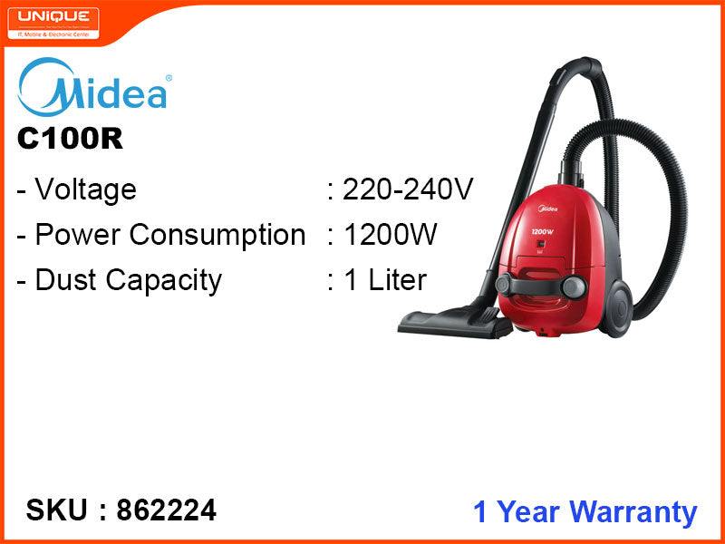 Midea C100R 1200W Vacuum Cleaner (Red)