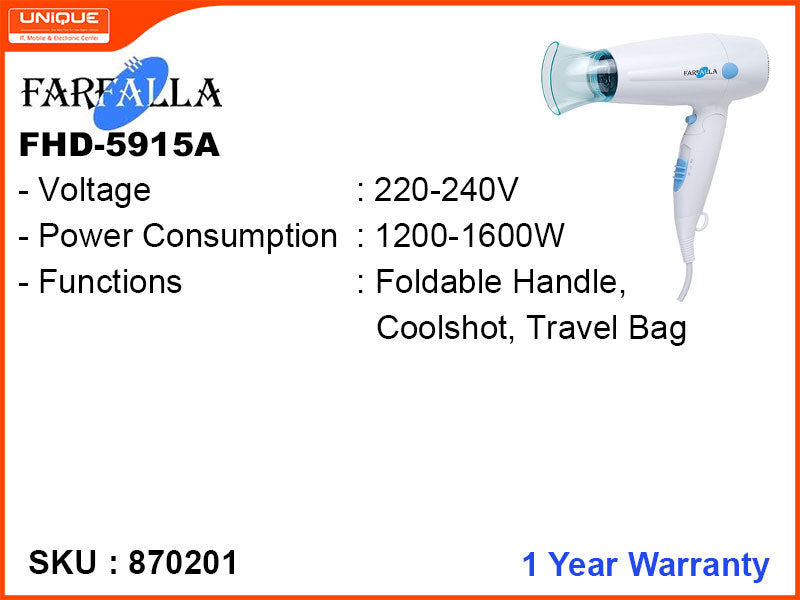 FARFALLA FHD-5915A 1600W Hair Dryer