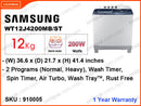 SAMSUNG WT12J4200MB/ST Semi Auto, 12kg Washing Machine