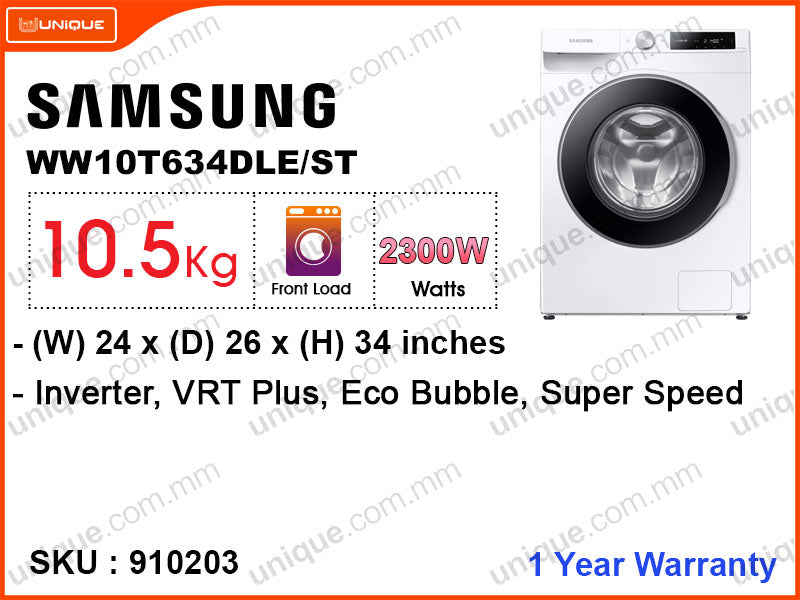 SAMSUNG WW10T634DLE/ST Front Load, 10.5kg Washing Machine