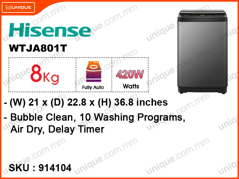 Hisense WTJA801T Fully Auto, 8Kg Washing Machine