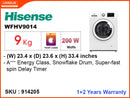 Hisense Washing Machine WFHV9014 Fully Auto Front Load, 9 kg