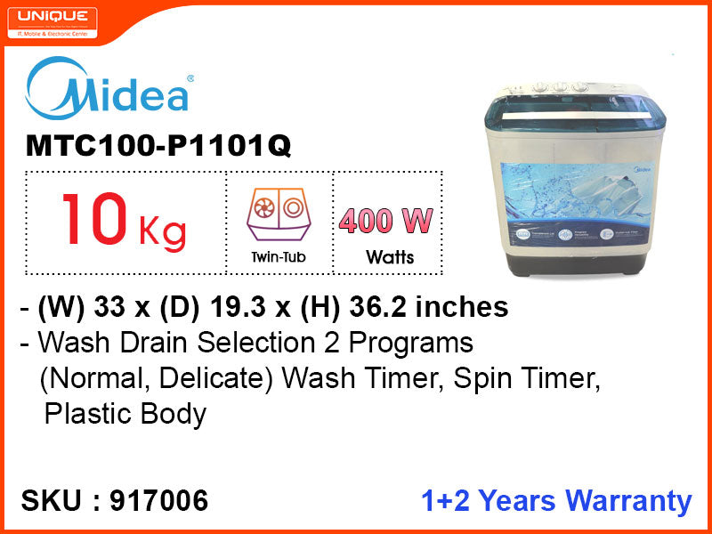 Midea Washing Machine  MTC100-P1101Q Semi Auto, 10kg