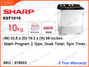 SHARP ES-T1016 Semi Auto, 10kg Washing Machine